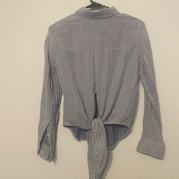 Madewell button down shirt women’s blue striped tie back - Picture 3 of 7